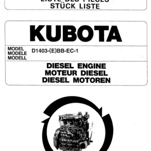 Kubota D1403-(E)BB-EC-1 Diesel Engine Parts List Manual - PDF DOWNLOAD