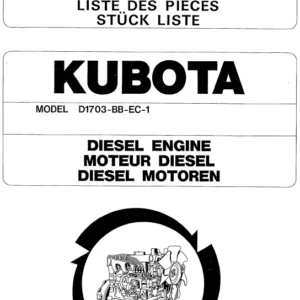 Kubota D1703-BB-EC-1 Diesel Engine Parts List Manual - PDF DOWNLOAD