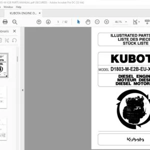Kubota D1803-M-E2B-EU-X4 Schaffer Diesel Engine Parts List Manual - PDF DOWNLOAD