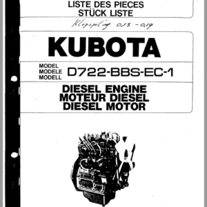 Kubota D722-BBS-EC-1 Diesel Engine Parts List Manual - PDF DOWNLOAD