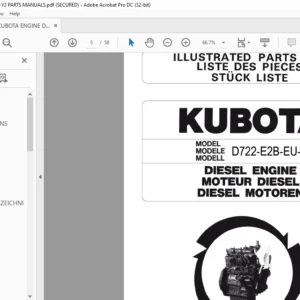Kubota D722-E2B-EU-Y2-Schaffer Diesel Engine Parts List Manual - PDF DOWNLOAD