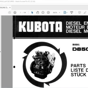 Kubota D850-BWS-1 Diesel Engine Parts List Manual - PDF DOWNLOAD