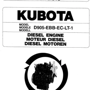 Kubota D905-EBB-EC-LT-1 Diesel Engine Parts List Manual - PDF DOWNLOAD