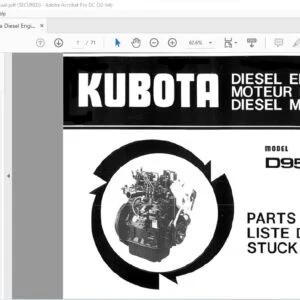 Kubota D950-BBS-1 Diesel Engine Spare Parts List Manual - PDF DOWNLOAD