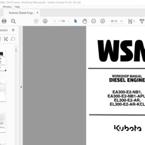Kubota EA300-E2-NB1 EA300-E2-NB 1-APU EL300-E2-AR EL300-E2-AR-KCL Diesel Engine Workshop Manual