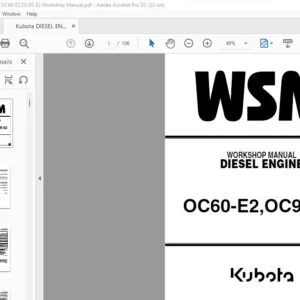 Kubota OC60-E2 OC95-E2 Diesel Engine Workshop Manual - PDF DOWNLOAD