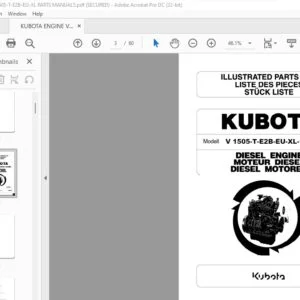 Kubota V1505-T-E2B Spare Parts List Manual - PDF DOWNLOAD