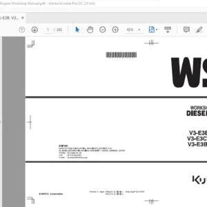 Kubota V3-E3B Series V3-E3CB Series  V3-E3BG Series Diesel Engine Workshop Manual - PDF DOWNLOAD