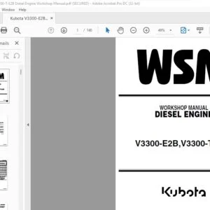 Kubota V3300-E2B V3300-T-E2B Diesel Engine Workshop Manual - PDF DOWNLOAD