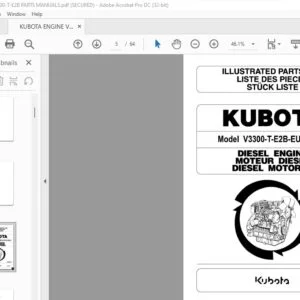 Kubota V3300-T-E2B-EU-Z4 Schaffer Diesel Engine Parts Manual - PDF DOWNLOAD