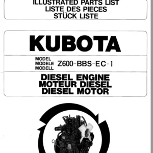 Kubota Z600-BBS-EC-1 Diesel Engine Parts List Manual - PDF DOWNLOAD