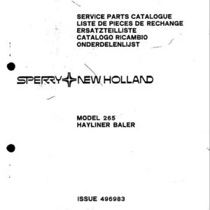New Holland 265 Hayliner Baler Service Parts Catalogue Manual - PDF DOWNLOAD