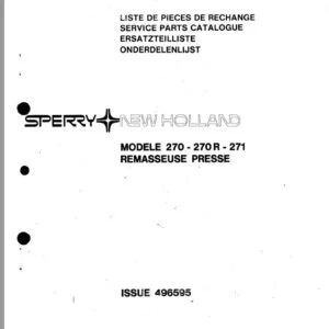 New Holland 270 270R 271 Remasseuse Presse Service Parts Catalog Manual - PDF DOWNLOAD