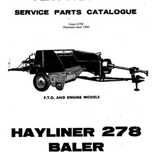 New Holland 278 Hayliner Baler Service Parts Catalog Manual - PDF DOWNLOAD