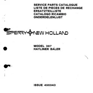 New Holland 387 Hayliner Baler Service Parts Catalogue Manual - PDF DOWNLOAD