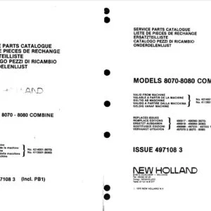 New Holland 8070 8080 Combine Service Parts Catalog Manual - PDF DOWNLOAD