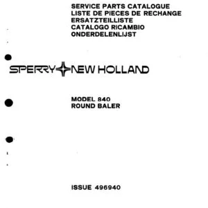 New Holland 840 Round Baler Service Parts Catalogue Manual - PDF DOWNLOAD