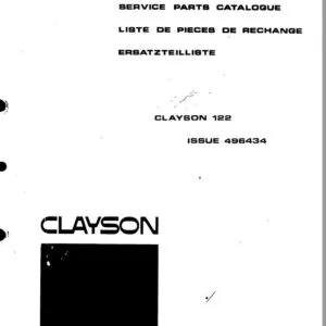 New Holland Clayson 122 Service Parts Catalogue Manual 496434 - PDF DOWNLOAD