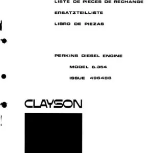 New Holland Clayson 6.354 Perkins Diesel Engine Service Parts Catalogue 496488 - PDF DOWNLOAD