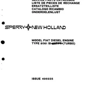 New Holland Fiat Diesel Engine 8061 SI Service Parts Catalogue Manual - PDF DOWNLOAD