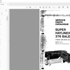 New Holland Super Hayliner 276 Baler Service Parts Catalogue Manual - PDF DOWNLOAD