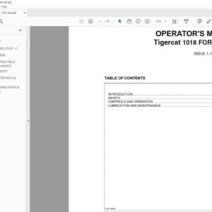 Tigercat 1018 FORWARDER OPERATOR'S MANUAL - PDF DOWNLOAD