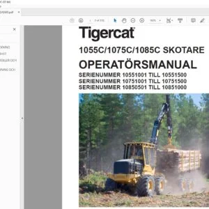 Tigercat 1055C 1075C 1085C SKOTARE OPERATÖRSMANUAL - PDF DOWNLOAD (Swedish)