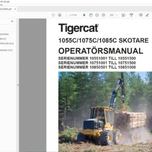Tigercat 1055C 1075C 1085C SKOTARE OPERATÖRSMANUAL - PDF DOWNLOAD (Swedish)