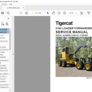 Tigercat 2160 LOADER FORWARDER SERVICE MANUAL SN 21600101–21600500 - PDF DOWNLOAD