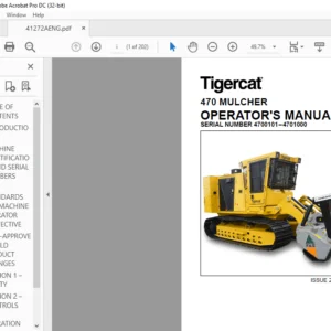 Tigercat 470 MULCHER OPERATOR'S MANUAL SN 4700101–4701000 - PDF DOWNLOAD