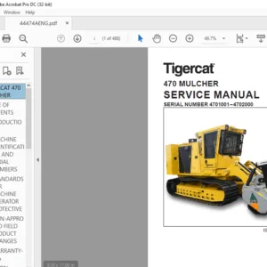 Tigercat 470 MULCHER SERVICE MANUAL SN 4701001–4702000 - PDF DOWNLOAD
