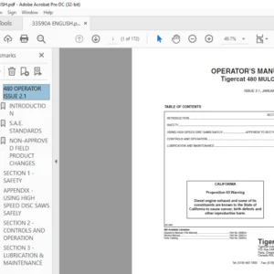 Tigercat 480 MULCHER OPERATOR'S MANUAL - PDF DOWNLOAD