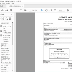 Tigercat 480 MULCHER SERVICE MANUAL - PDF DOWNLOAD