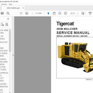 Tigercat 480B MULCHER SERVICE MANUAL SN 4801001–4801500 - PDF DOWNLOAD