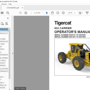 Tigercat 602 CARRIER OPERATOR'S MANUAL - PDF DOWNLOAD