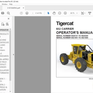 Tigercat 602 CARRIER OPERATOR'S MANUAL - PDF DOWNLOAD