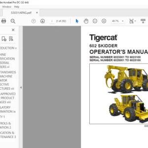 Tigercat 602 SKIDDER OPERATOR'S MANUAL - PDF DOWNLOAD