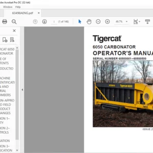 Tigercat 6050 CARBONATOR OPERATOR'S MANUAL SN 60500001–60500500 - PDF DOWNLOAD