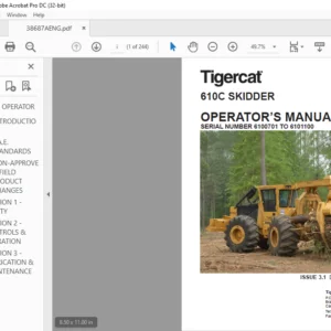 Tigercat 610C SKIDDER OPERATOR’S MANUAL SN 6100701 TO 6101100 - PDF DOWNLOAD