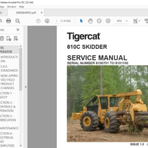 Tigercat 610C SKIDDER SERVICE MANUAL SN 6100701 TO 6101100 - PDF DOWNLOAD