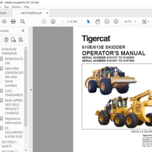 Tigercat 610E 615E SKIDDER OPERATOR'S MANUAL - PDF DOWNLOAD