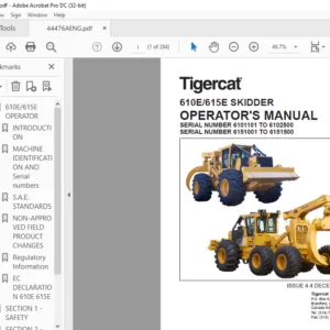 Tigercat 610E 615E SKIDDER OPERATOR'S MANUAL - PDF DOWNLOAD