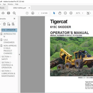Tigercat 615C SKIDDER OPERATOR’S MANUAL SN 6150101 TO 6151000 - PDF DOWNLOAD