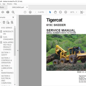 Tigercat 615C SKIDDER SERVICE MANUAL SN 6150101 TO 6151000 - PDF DOWNLOAD