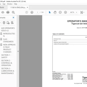 Tigercat 620 SKIDDER OPERATOR'S MANUAL  - PDF DOWNLOAD
