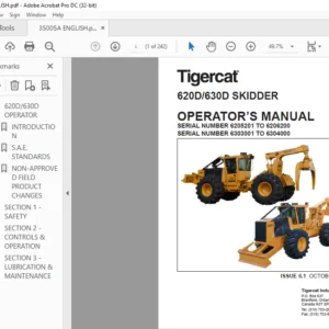 Tigercat 620D 630D SKIDDER OPERATOR’S MANUAL - PDF DOWNLOAD