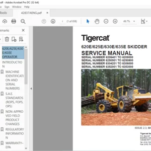 Tigercat 620E 625E 630E 635E SKIDDER SERVICE MANUAL - PDF DOWNLOAD