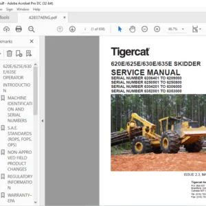 Tigercat 620E 625E 630E 635E SKIDDER SERVICE MANUAL - PDF DOWNLOAD