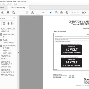 Tigercat 625C SKIDDER OPERATOR'S MANUAL - PDF DOWNLOAD
