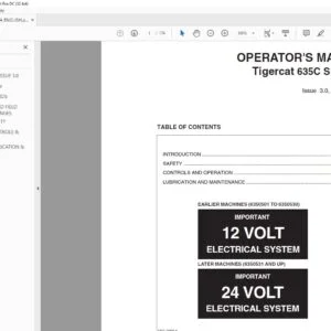 Tigercat 635C SKIDDER OPERATOR'S MANUAL - PDF DOWNLOAD